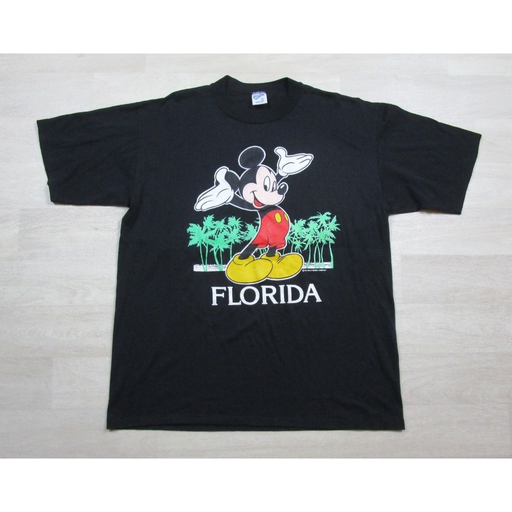 Vintage 80s Disney Mickey Mouse T Shirt (XL) Florida Velva Sheen Single Stitch